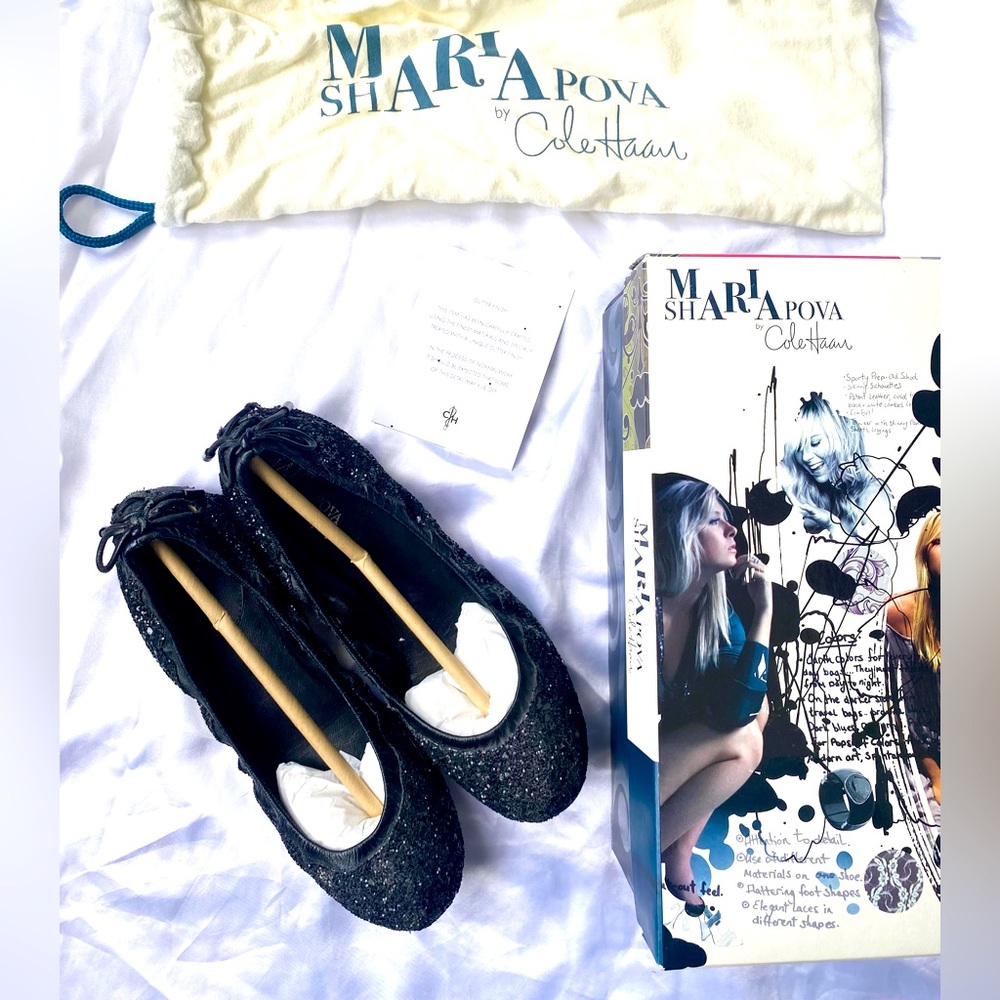 Maria Pova Cole Haan Air Soles Ballet Flats Black glitter Size 6